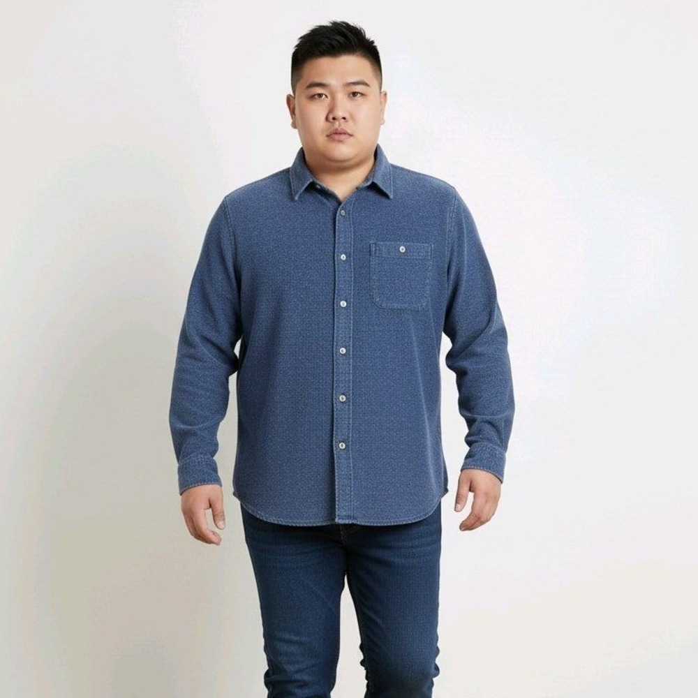 NATIONAL Outfitters Men's‎ Heavy Blue Chambray Long Sleeve Button Up Shirt 2XL
